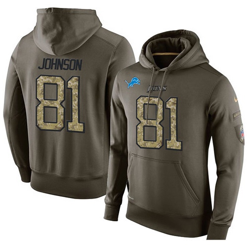 NFL Nike Detroit Lions #81 Calvin Johnson Green Salute To Service Men's Pullover Hoodie